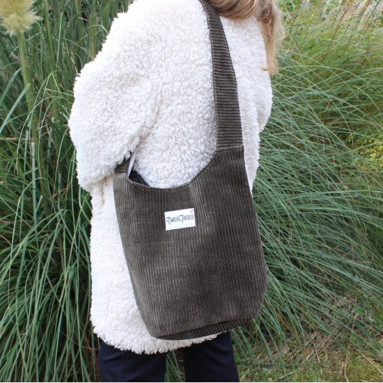 Ashbury khaki corduroy hobo bag